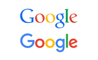 Google logo before and after, showing serif and sans serif versions