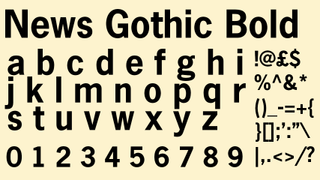 Black text displaying the font News Gothic Bold on a cream background.