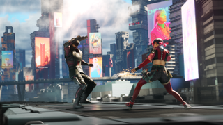 Directing the cinematic gameplay of Spine; characters fight on a rooftop