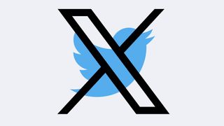 X logo overlaid over Twitter logo