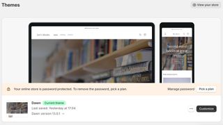 Screenshot of Shopify Themes screen