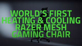 A publicity image from Razer stating, 'world's first heating and cooling Razer Mech Gaming Chair.'