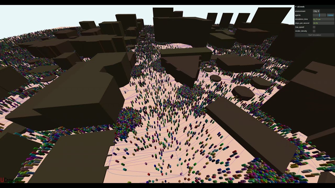 Real-time crowd simulation of 150.000 pedestrians in a browser - YouTube