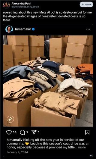 AI generated image showing boxes of donated coats